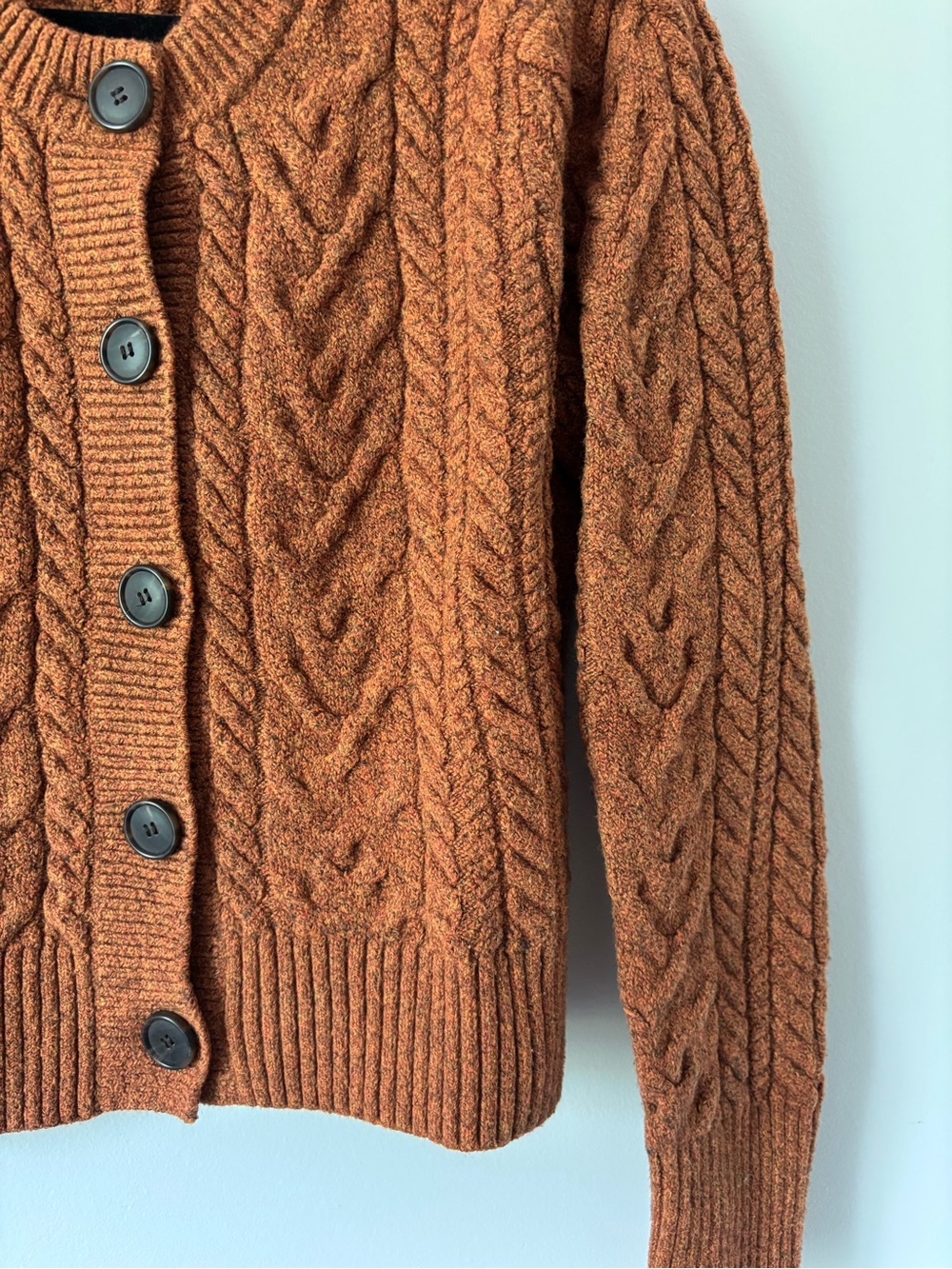 Something Navy Cable Knit Button-Front Cardigan - Rust - Picture 5 of 7